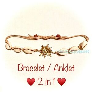 🌹HP🌹NEW 2 in 1❣️Boho Spiral Sun Charm Real Shell Bracelet/ Anklet Enchanted